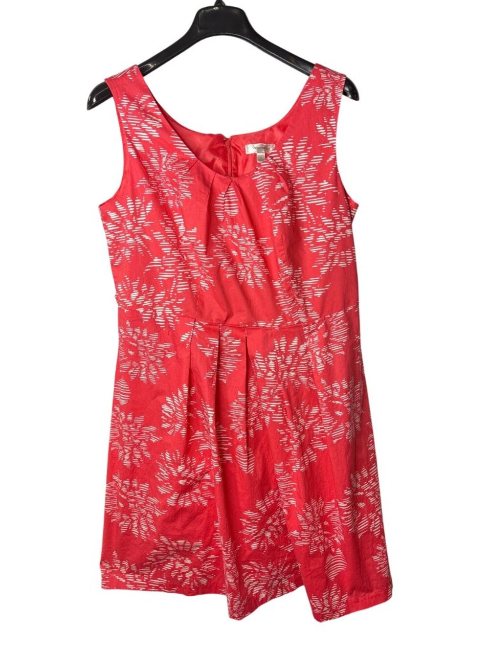 Dressbarn Woman Fit & Flare Midi Dress Size 16 Coral Pink White Lined Sleeveless
